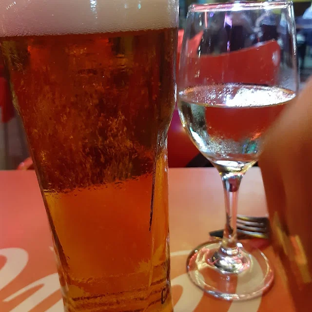 Cold draught beers and drinks selection at the bar